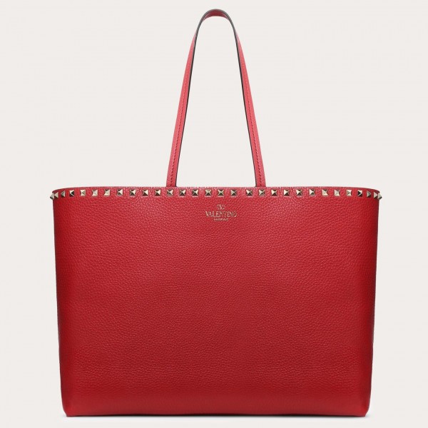 Valentino Large Shopping Bag In Red Leather High