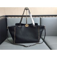 Valentino Medium Tote In Black Grain Calfskin High