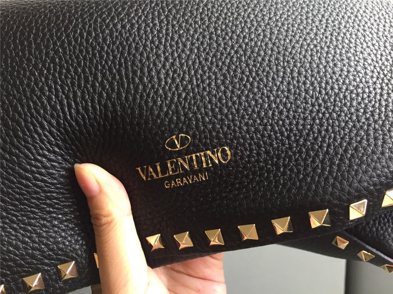 Valentino Medium Tote In Black Grain Calfskin High