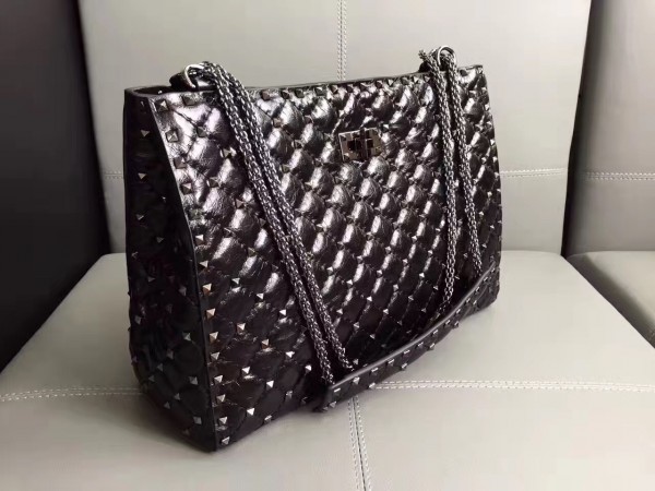 Valentino Spike Tote Bag All Black High