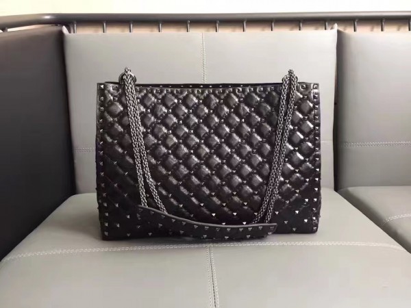 Valentino Spike Tote Bag All Black High