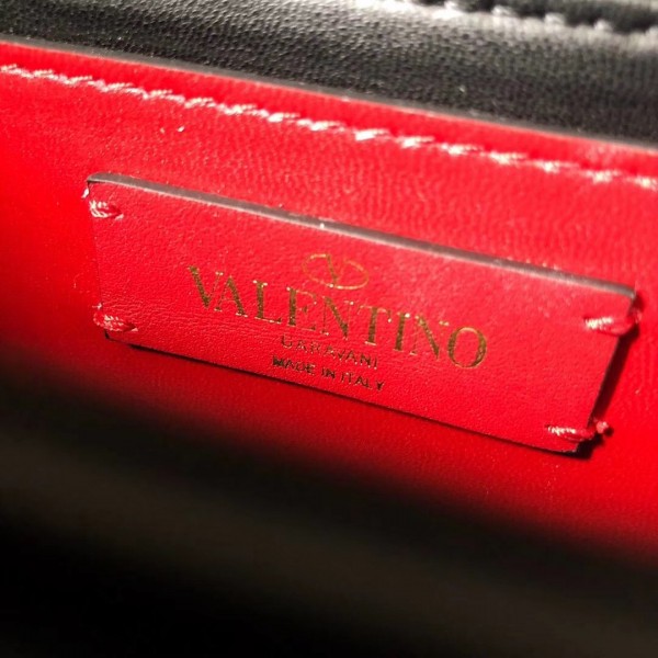 Valentino Spike Medium Bag Crinkled Lambskin Red High