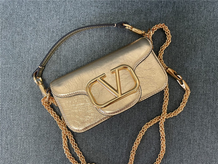 Valentino Garavani MINILOCO Crossbody Bag Calfskin Leather Gold High