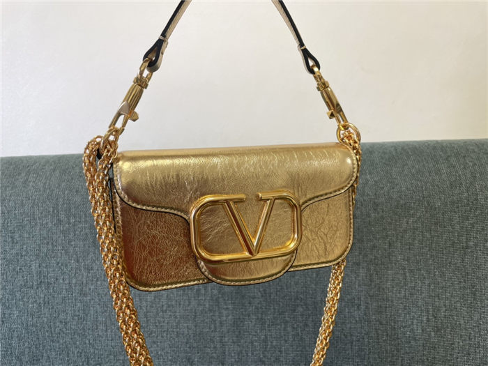 Valentino Garavani MINILOCO Crossbody Bag Calfskin Leather Gold High