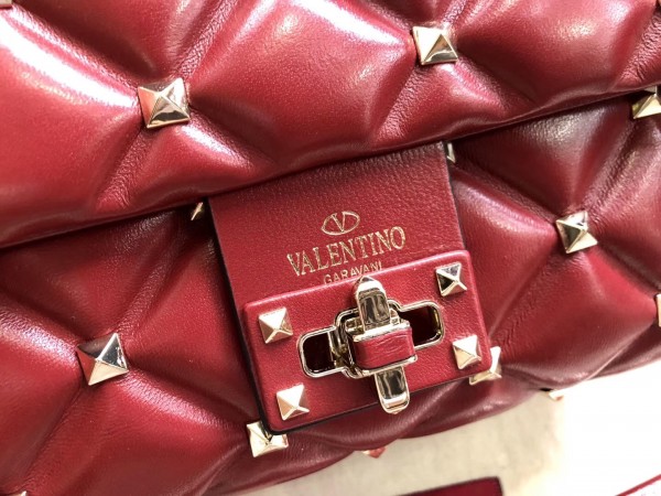 Valentino Small Candystud Crossbody Bag In Red Lambskin High