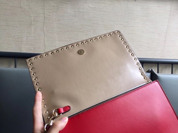 Valentino Medium Clutch In Red Calfskin High