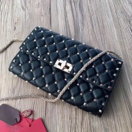 Valentino Spike Chain Clutch Lambskin  In Black High