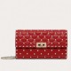 Valentino Spike Chain Clutch Lambskin  In Red High