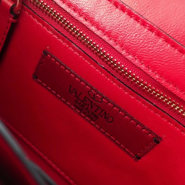 Valentino Spike Chain Clutch Lambskin  In Red High