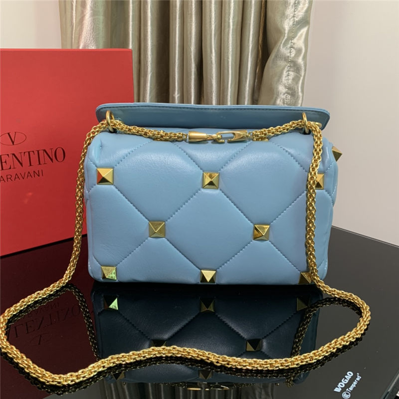 Valentino GARAVANI ROMAN STUD NAPPA CHAIN BAG Light Blue High