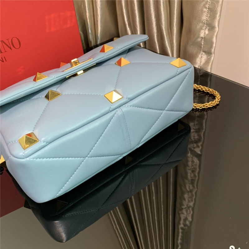 Valentino GARAVANI ROMAN STUD NAPPA CHAIN BAG Light Blue High