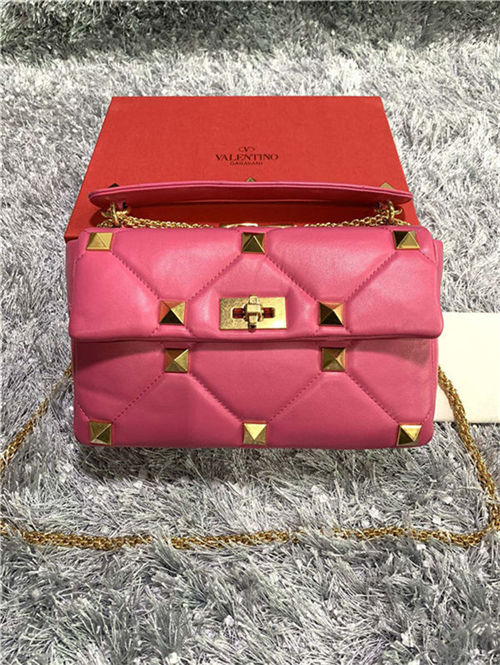 Valentino GARAVANI ROMAN STUD NAPPA CHAIN BAG Fuchsia High