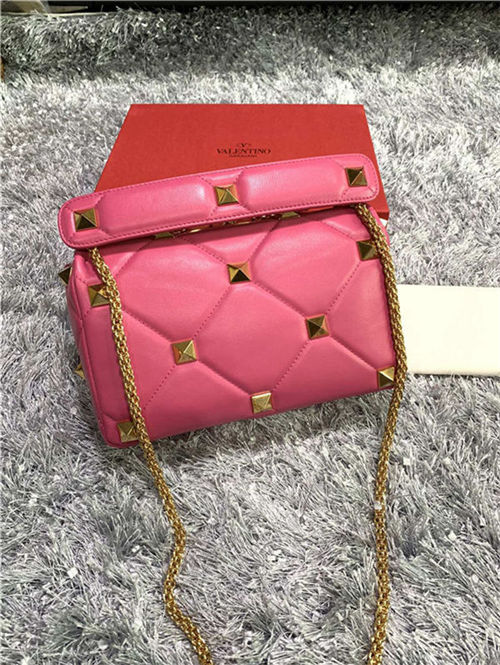 Valentino GARAVANI ROMAN STUD NAPPA CHAIN BAG Fuchsia High