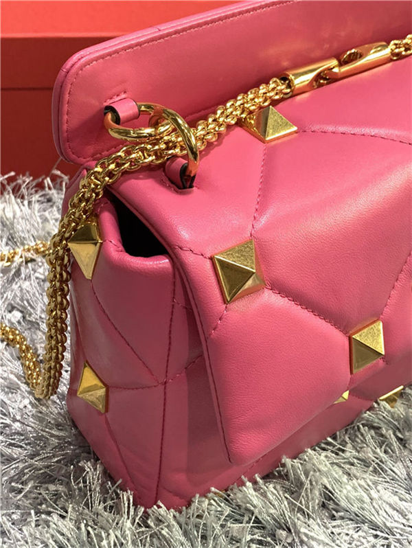 Valentino GARAVANI ROMAN STUD NAPPA CHAIN BAG Fuchsia High