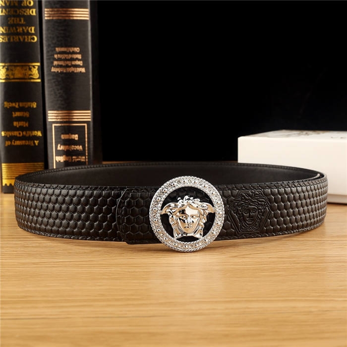 Versace Medusa Round Buckle Leather Belt 38mm High