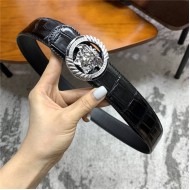 Versace Round buckle belt Crocodile 38mm High