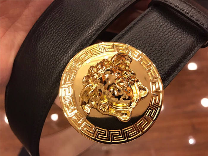 Versace Medusa Round Buckle Leather Belt 38mm High