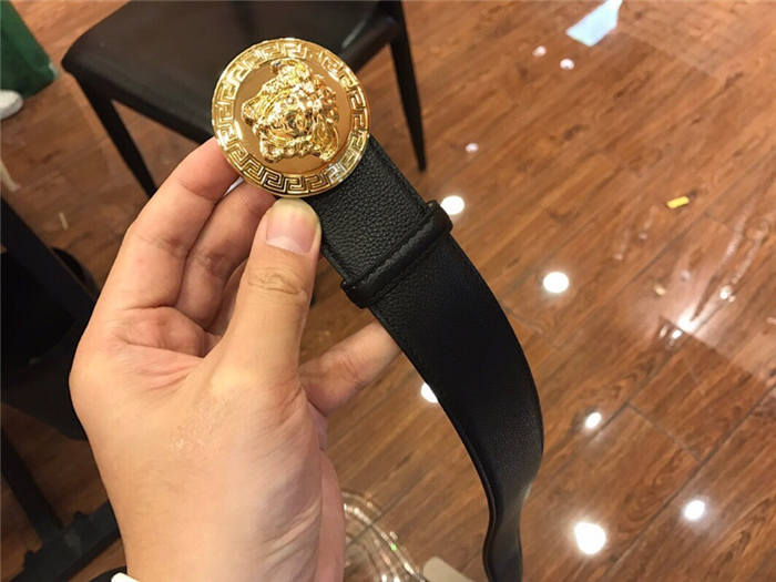 Versace Medusa Round Buckle Leather Belt 38mm High