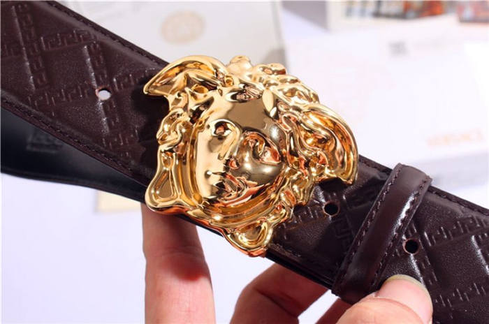 Versace MEDUSA EMBOSSED GRECA LEATHER BELT 40mm High