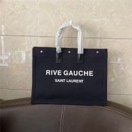 RIVE GAUCHE TOTE BAG IN LINEN AND LEATHER High