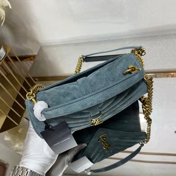 COLLEGE MEDIUM CHAIN BAG Suede Blue High