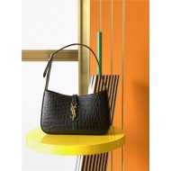 LE 5 À 7 HOBO BAG IN CROCODILE-EMBOSSED SHINY LEATHER High