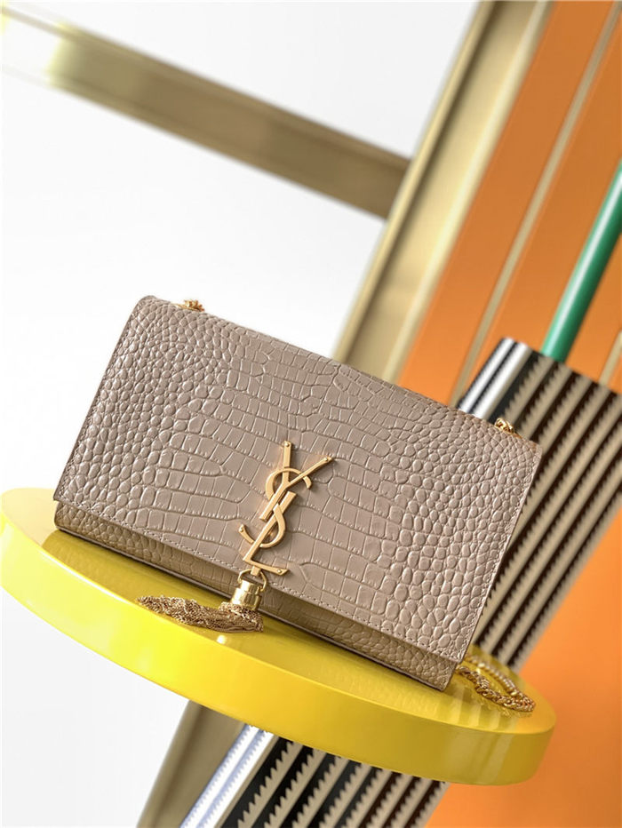 KATE MEDIUM WITH TASSEL IN CROCODILE-EMBOSSED SHINY LEATHER High