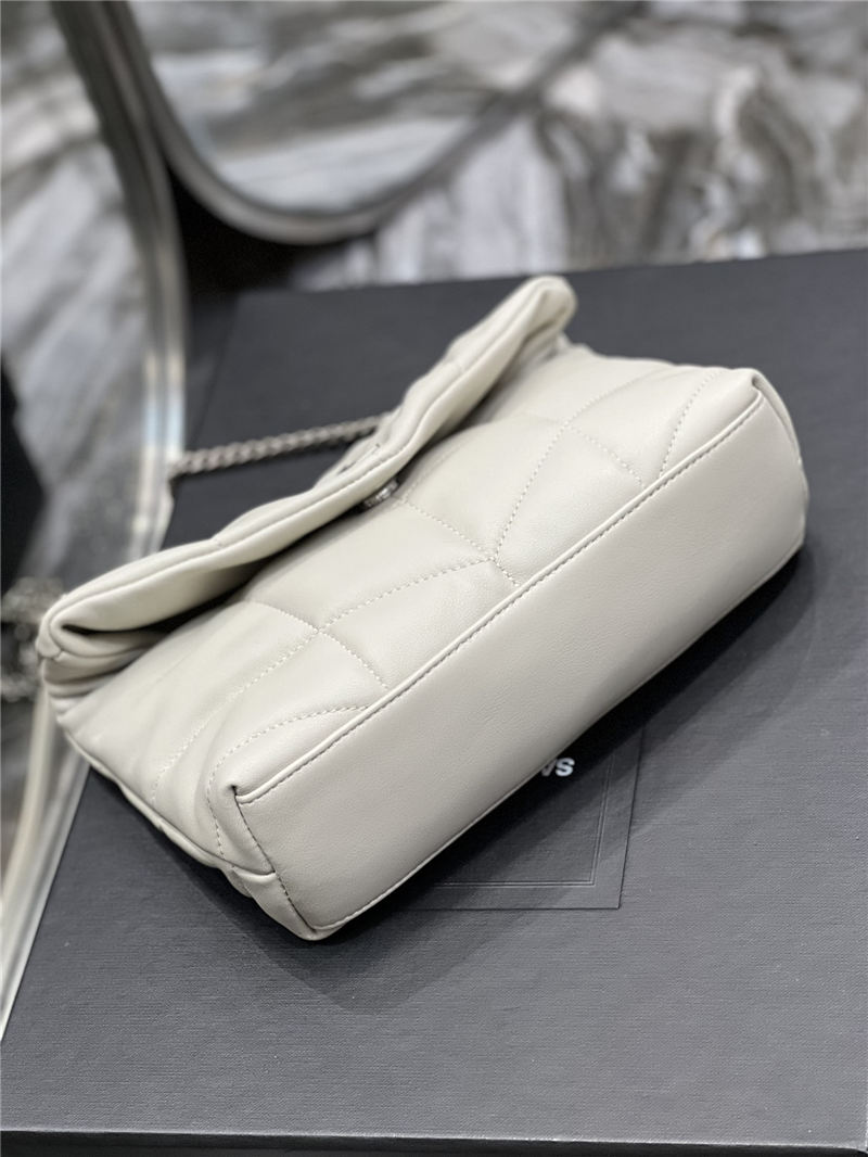 LOULOU PUFFER MINI BAG IN QUILTED LAMBSKIN Silver-Tone White High