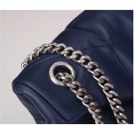 LOULOU PUFFER SMALL BAG IN QUILTED LAMBSKIN Silver-Tone Navy Blue High