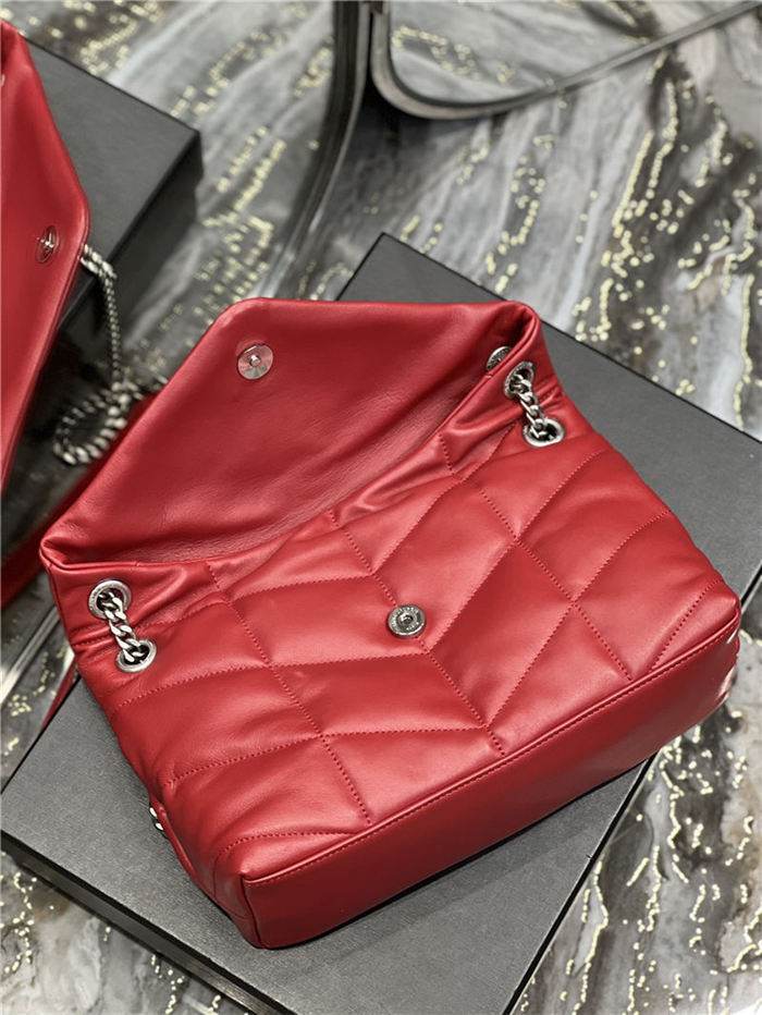 LOULOU PUFFER SMALL BAG IN QUILTED LAMBSKIN Silver-Tone Red High