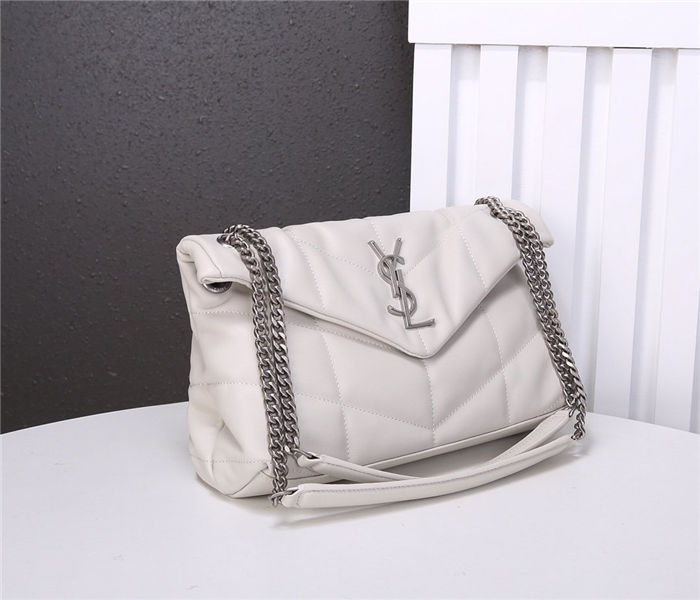 LOULOU PUFFER SMALL BAG IN QUILTED LAMBSKIN Silver-Tone High