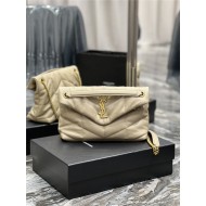 LOULOU PUFFER SMALL BAG IN QUILTED LAMBSKIN Gold-Tone Beige High