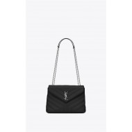 LOULOU SMALL IN MATELASSÉ “Y” LEATHER Silver-Tone Black High