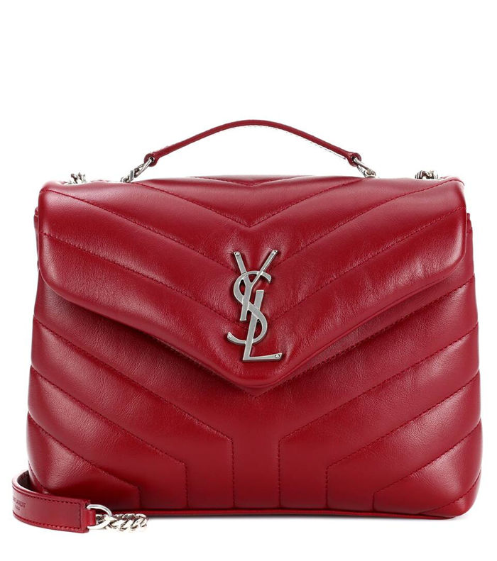 LOULOU SMALL IN MATELASSÉ “Y” LEATHER Silver-Tone Rouge Legion High