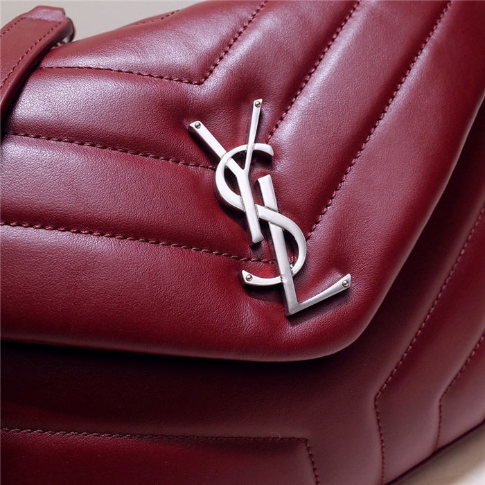 LOULOU SMALL IN MATELASSÉ “Y” LEATHER Silver-Tone Rouge Legion High