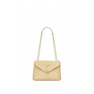 LOULOU SMALL IN MATELASSÉ “Y” LEATHER Gold-Tone Beige High