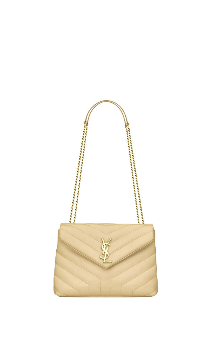 LOULOU SMALL IN MATELASSÉ “Y” LEATHER Gold-Tone Beige High