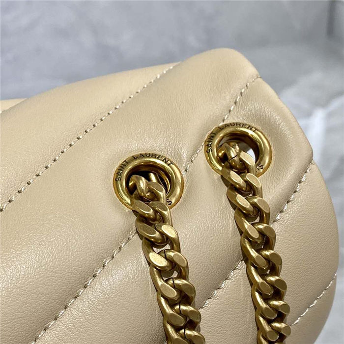 LOULOU SMALL IN MATELASSÉ “Y” LEATHER Gold-Tone Beige High