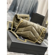 LOULOU PUFFER SMALL BAG IN QUILTED LAMBSKIN Gold-Tone Khaki High