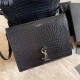 CASSANDRA MEDIUM TOP HANDLE BAG IN CROCODILE-EMBOSSED SHINY LEATHER Silver Metal High