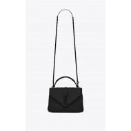 COLLEGE MEDIUM CHAIN BAG IN QUILTED LEATHER Black-Black High