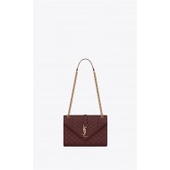 ENVELOPE MEDIUM BAG IN MIX MATELASSÉ GRAIN DE POUDRE EMBOSSED LEATHER Burgundy-Gold High