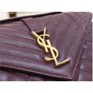 ENVELOPE MEDIUM BAG IN MIX MATELASSÉ GRAIN DE POUDRE EMBOSSED LEATHER Burgundy-Gold High