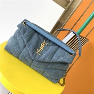 LOULOU PUFFER SMALL BAG IN QUILTED Denim Blue High