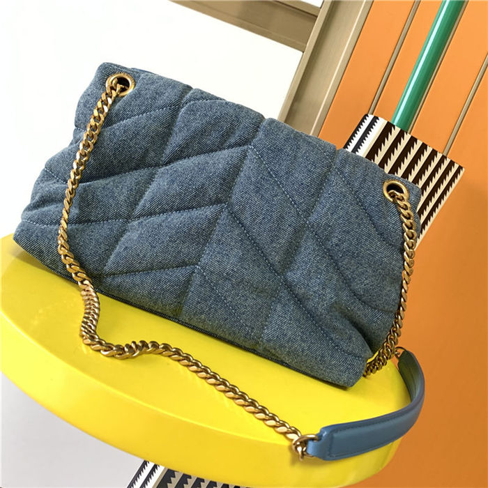 LOULOU PUFFER SMALL BAG IN QUILTED Denim Blue High