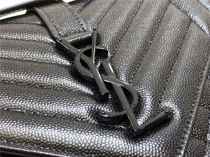 ENVELOPE MEDIUM BAG IN MIX MATELASSÉ GRAIN DE POUDRE EMBOSSED LEATHER Black-Black High