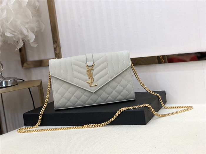 ENVELOPE SMALL BAG IN MIX MATELASSÉ GRAIN DE POUDRE EMBOSSED LEATHER White-Gold High