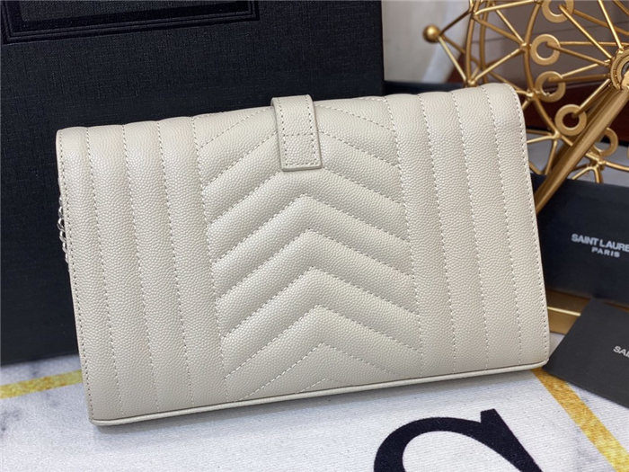 ENVELOPE SMALL BAG IN MIX MATELASSÉ GRAIN DE POUDRE EMBOSSED LEATHER White-Silver High