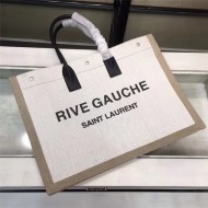 RIVE GAUCHE TOTE BAG IN LINEN AND LEATHER High