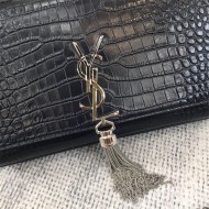 KATE MEDIUM WITH TASSEL IN CROCODILE-EMBOSSED SHINY LEATHER High